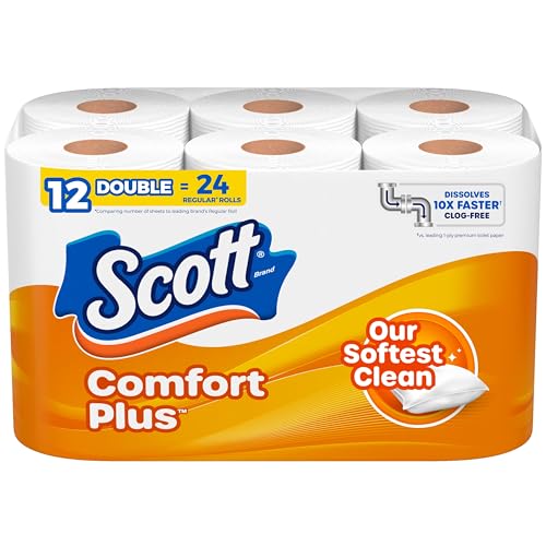 Scott ComfortPlus Toilet Paper, 36 Mega Rolls (2 Packs of 18), 425 Sheets per Roll, Septic-Safe, 1-Ply Toilet Tissue