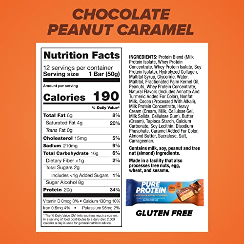 Bars, High Protein, Nutritious Snacks to Support Energy, Low Sugar, Gluten Free, Chocolate Peanut Butter, 1.76oz, 12 Count (Packaging May Vary)