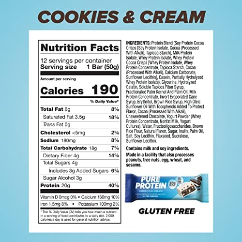 Bars, High Protein, Nutritious Snacks to Support Energy, Low Sugar, Gluten Free, Chocolate Peanut Butter, 1.76oz, 12 Count (Packaging May Vary)