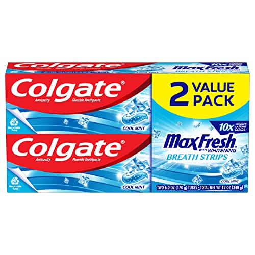 Colgate Baking Soda & Peroxide Toothpaste - Whitens Teeth, Fights Cavities & Removes Stains, Brisk Mint, 6 Ounce (Pack of 2)