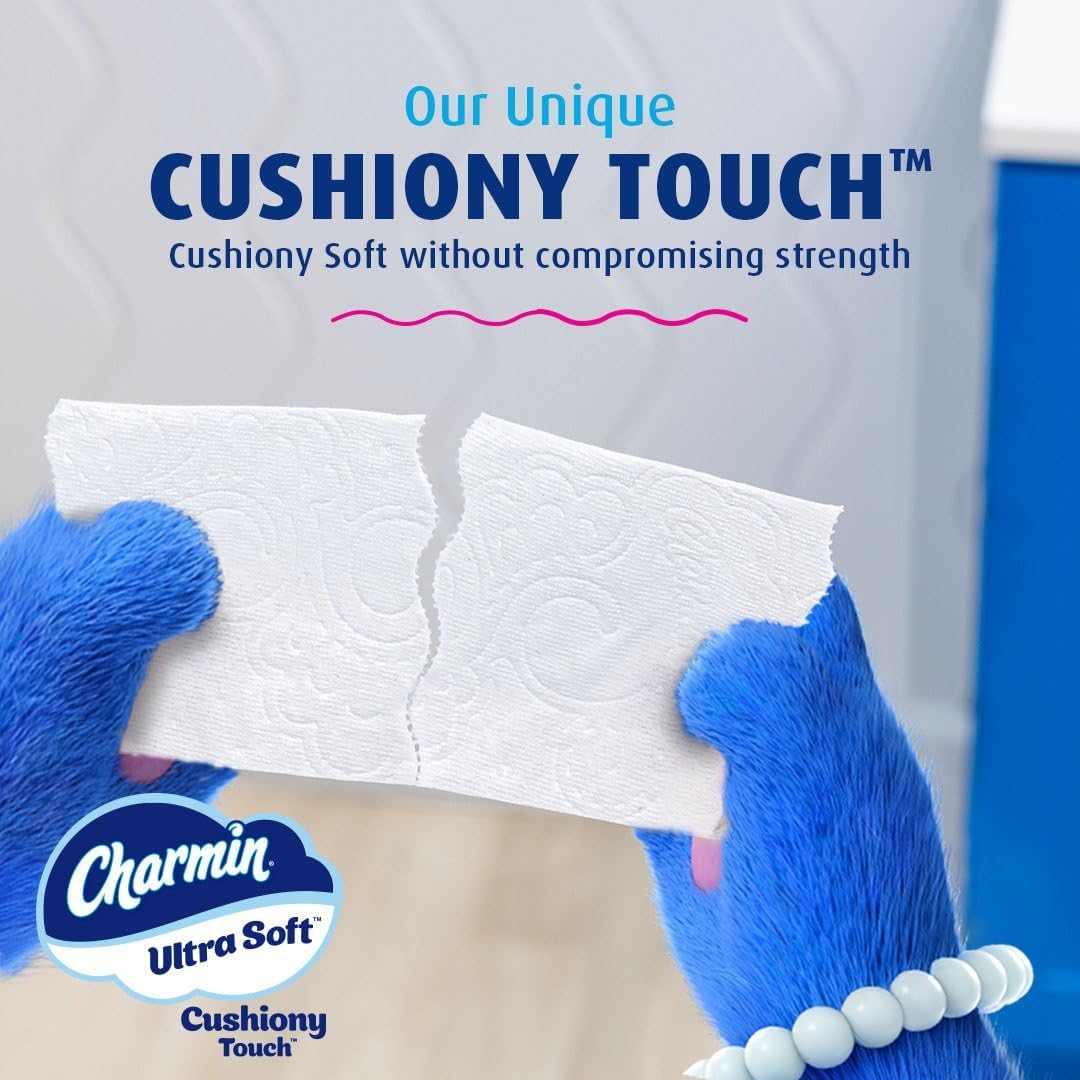 Charmin Toilet Paper Ultra Soft Cushiony Touch, 18 Family Mega Rolls = 90 Regular Rolls