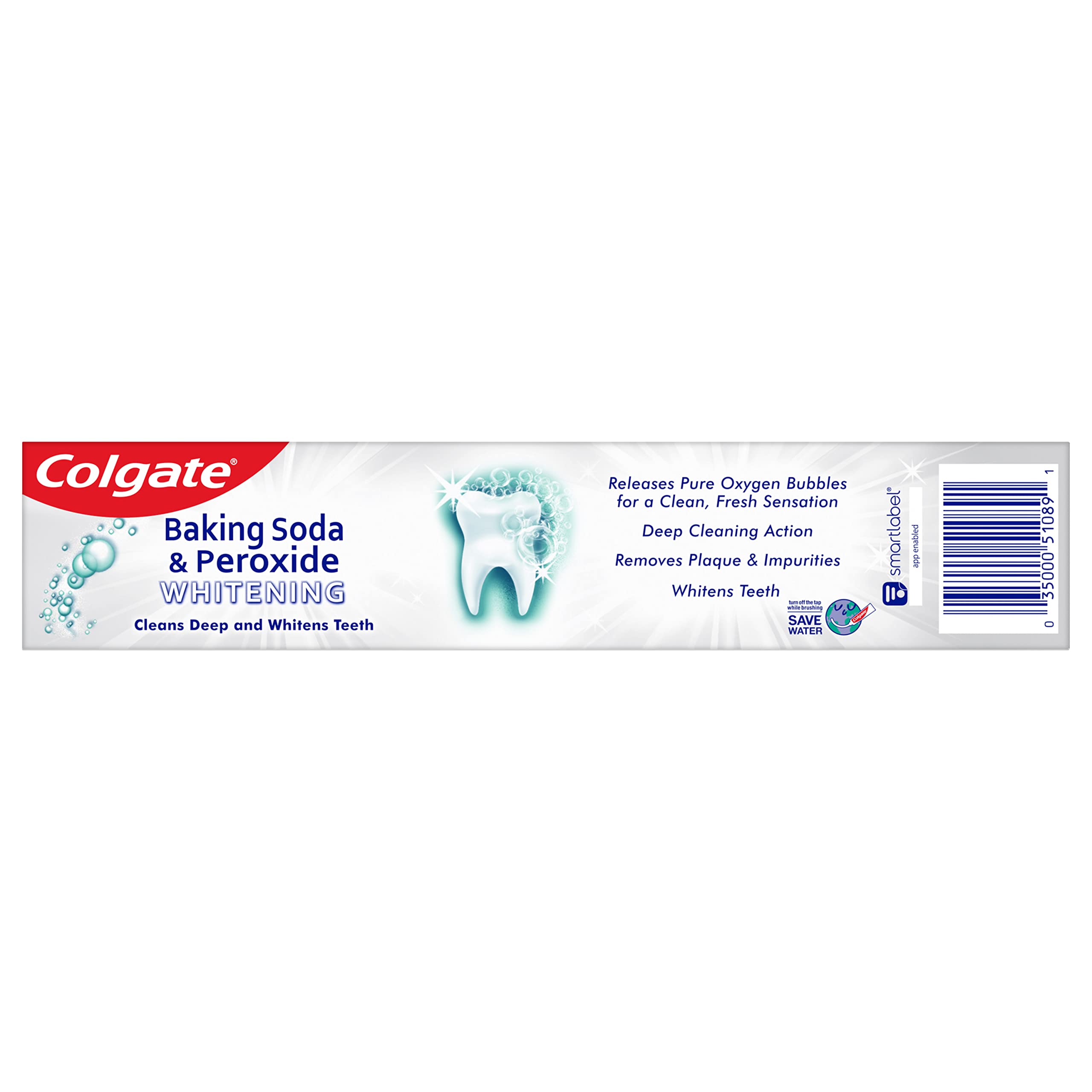 Colgate Baking Soda & Peroxide Toothpaste - Whitens Teeth, Fights Cavities & Removes Stains, Brisk Mint, 6 Ounce (Pack of 2)