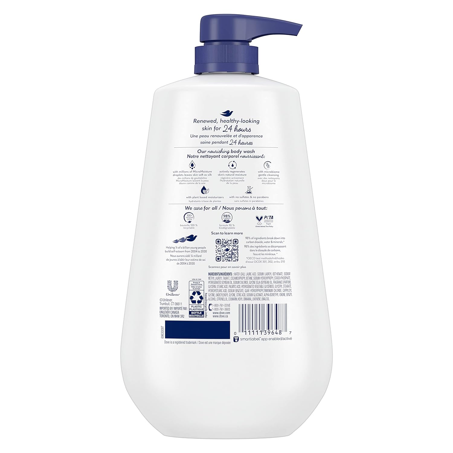 Dove Deep Moisture Body Wash 30.6 Fl Oz Pack of 3with Pump,Luxurious Hydrationfor DrySkin, Cleanser with 24hr Renewing MicroMoisture